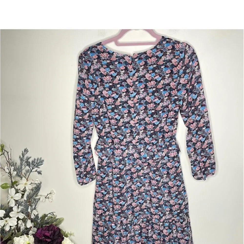 J. CREW Ruffle Hem Dress Paisley Floral
